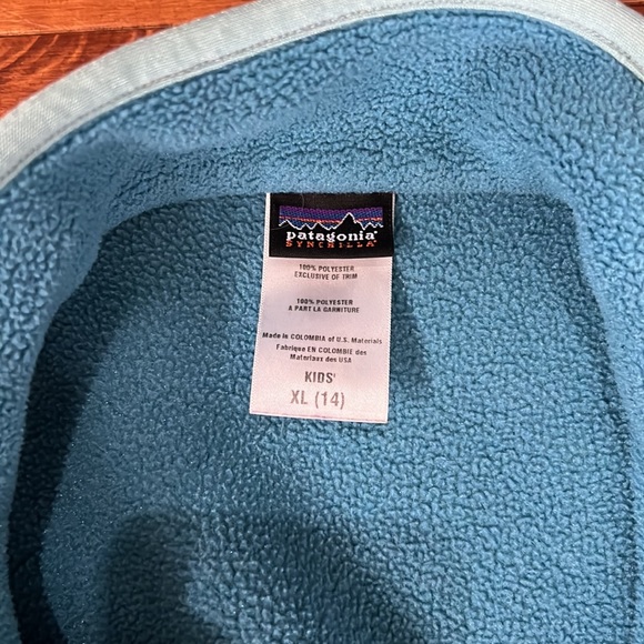Kids Patagonia Synchilla Full-Zip Fleece, Turquise, Youth XL (14) - Picture 3 of 4